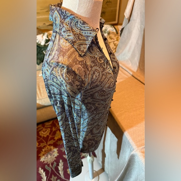 Moda International Paisley Top in Blue and Gold - Picture 5 of 5